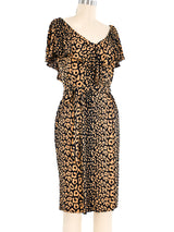 Loris Azzaro Cheetah Jersey Ruffle Dress Dress arcadeshops.com