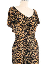 Loris Azzaro Cheetah Jersey Ruffle Dress Dress arcadeshops.com