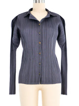 Issey Miyake Pleats Please Grey Button Top Top arcadeshops.com