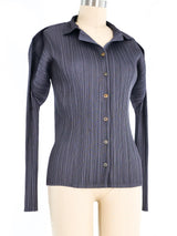 Issey Miyake Pleats Please Grey Button Top Top arcadeshops.com