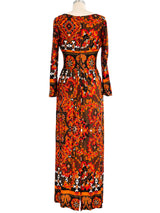Ian Peters Earth Tone Printed Maxi Dress Dress arcadeshops.com