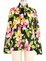 1970s Tropical Mesh Blouse Top arcadeshops.com