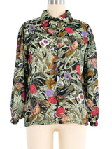 Chiffon Butterfly Print Blouse Top arcadeshops.com