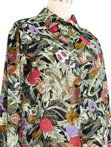 Chiffon Butterfly Print Blouse Top arcadeshops.com