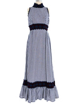 Gingham Lace Accent Maxi Dress Dress arcadeshops.com