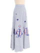 Amen Wardy Striped Fish Applique Maxi Skirt Bottom arcadeshops.com