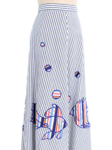 Amen Wardy Striped Fish Applique Maxi Skirt Bottom arcadeshops.com