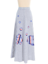 Amen Wardy Striped Fish Applique Maxi Skirt Bottom arcadeshops.com