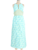 Courreges Blue Swirl Halter Gown Dress arcadeshops.com