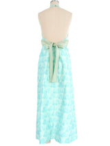 Courreges Blue Swirl Halter Gown Dress arcadeshops.com