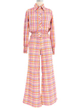 Plaid Seersucker Pantsuit Ensemble Suit arcadeshops.com
