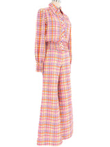 Plaid Seersucker Pantsuit Ensemble Suit arcadeshops.com