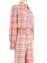 Plaid Seersucker Pantsuit Ensemble Suit arcadeshops.com