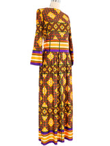 1970s Geometric Maxi Dress Dress arcadeshops.com