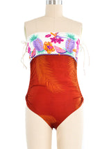 1980's Tropical Strapless Swimsuit Suit arcadeshops.com
