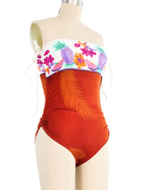 1980's Tropical Strapless Swimsuit Suit arcadeshops.com