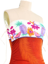 1980's Tropical Strapless Swimsuit Suit arcadeshops.com