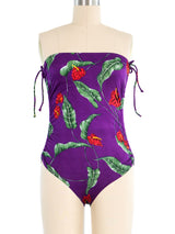 1980's Calla Lily Strapless Swimsuit Suit arcadeshops.com