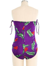 1980's Calla Lily Strapless Swimsuit Suit arcadeshops.com