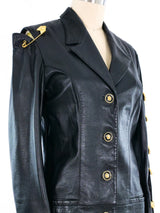 Gianni Versace Cut Out Safety Pin Leather Jacket Jacket arcadeshops.com