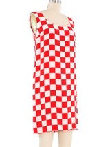 1995 Gianni Versace Couture Checkered Silk Mini Dress Dress arcadeshops.com