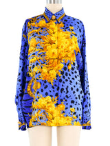 Gianni Versace Couture Baroque Printed Silk Blouse Top arcadeshops.com