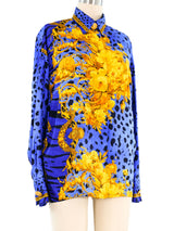 Gianni Versace Couture Baroque Printed Silk Blouse Top arcadeshops.com