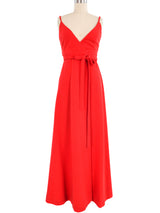 Galanos Red Knit Wrap Dress Dress arcadeshops.com