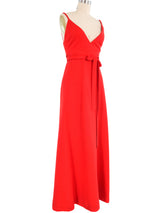 Galanos Red Knit Wrap Dress Dress arcadeshops.com