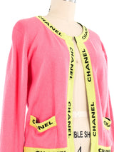 Chanel Neon Logo Trim Sweater Jacket arcadeshops.com