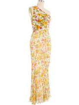 Christian Dior Floral Chiffon Bias Gown Dress arcadeshops.com