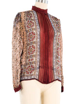 Floral Printed Silk Chiffon Blouse Top arcadeshops.com