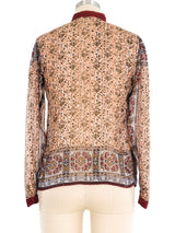 Floral Printed Silk Chiffon Blouse Top arcadeshops.com
