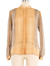 Metallic Paisley Silk Blouse Top arcadeshops.com
