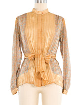 Metallic Paisley Silk Blouse Top arcadeshops.com