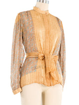 Metallic Paisley Silk Blouse Top arcadeshops.com