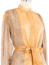 Metallic Paisley Silk Blouse Top arcadeshops.com