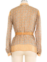 Metallic Paisley Silk Blouse Top arcadeshops.com