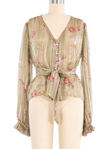 Floral Printed Chiffon Blouse Top arcadeshops.com