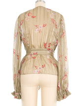 Floral Printed Chiffon Blouse Top arcadeshops.com