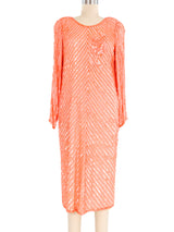 Coral Beaded Silk Chiffon Dress Dress arcadeshops.com