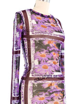 1990's Jean Paul Gaultier Floral Mesh Mini Dress Dress arcadeshops.com