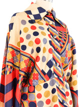 Jean Varon Mixed Harlequin Print Balloon Sleeve Blouse Top arcadeshops.com