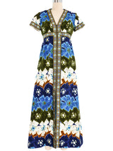 Abstract Floral Printed Maxi Dress Dress arcadeshops.com