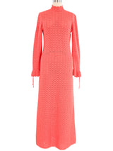 1970's Coral Crochet Maxi Dress Dress arcadeshops.com