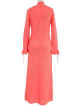 1970's Coral Crochet Maxi Dress Dress arcadeshops.com