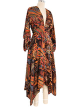 1970's Floral Printed Silk Handkerchief Dress Dress arcadeshops.com