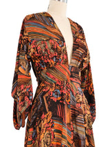 1970's Floral Printed Silk Handkerchief Dress Dress arcadeshops.com