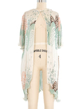 Mary McFadden Abstract Print Open Back Pleated Tunic Top arcadeshops.com