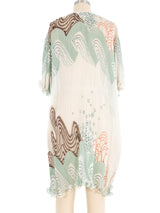 Mary McFadden Abstract Print Open Back Pleated Tunic Top arcadeshops.com